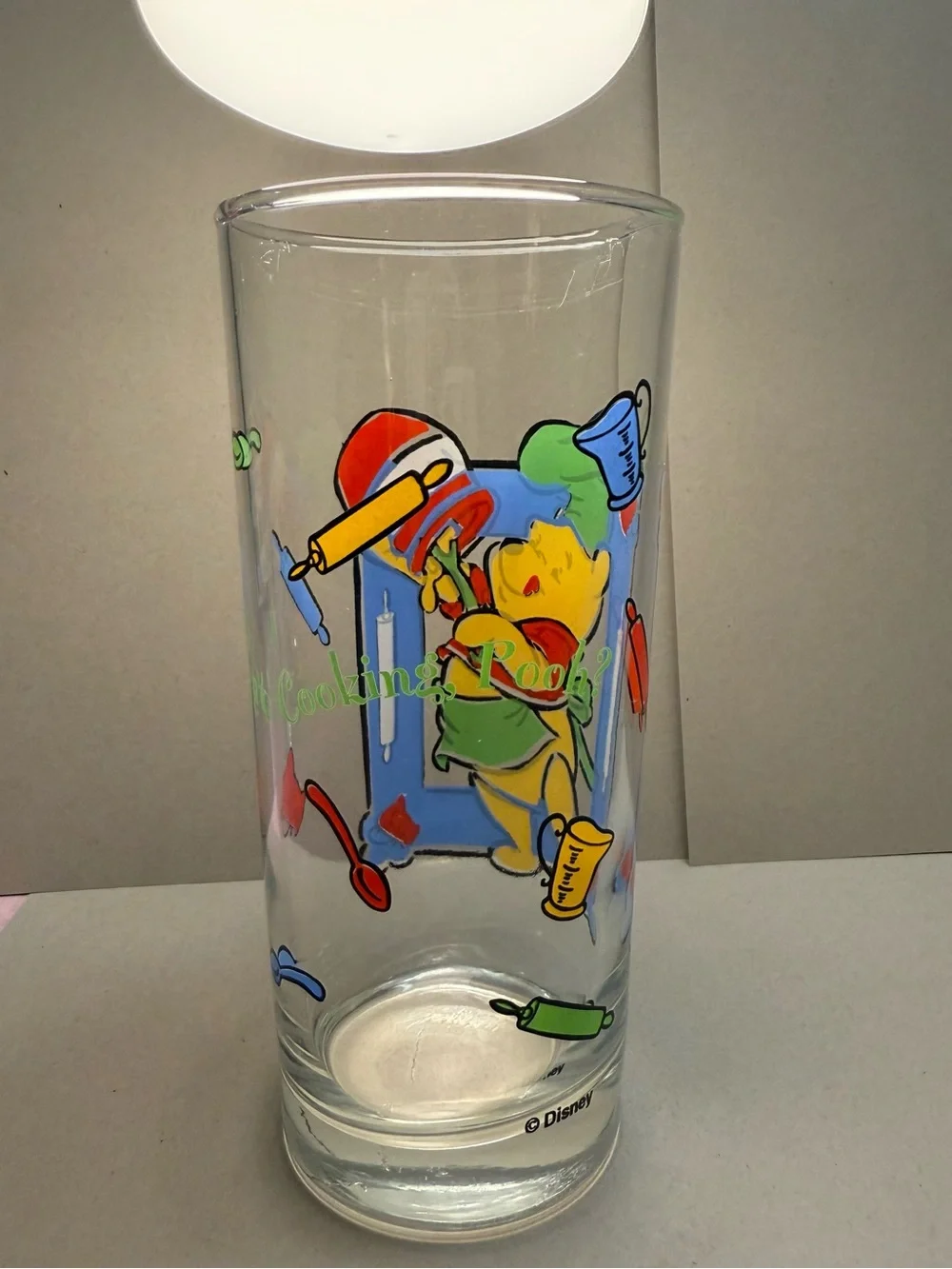 Vintage Disney Winnie the Pooh Blue Cartoon Glass Tumbler - Set of 2